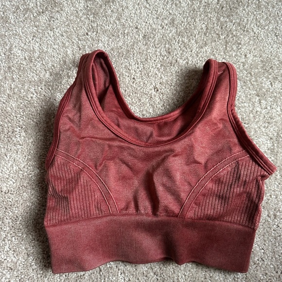 Seamless Ribbed Sports Bra - Warm Rust - Picture 2 of 3